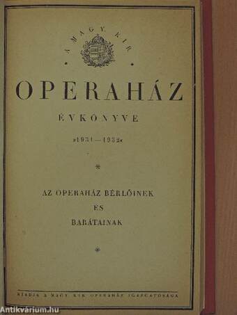 A Magy. Kir. Operaház évkönyve 1931-1932