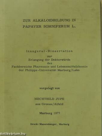 Zur alkaloidbildung in papaver somniferum L.