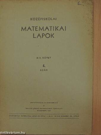 Középiskolai matematikai lapok 1956. évi 4. szám