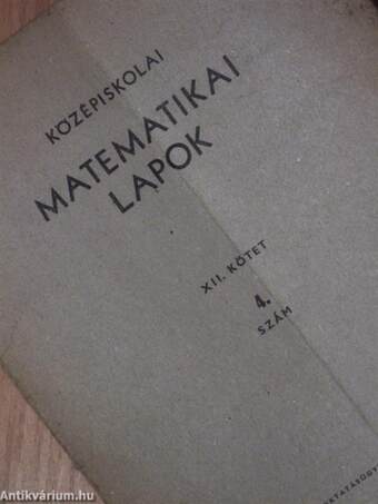 Középiskolai matematikai lapok 1956. évi 4. szám