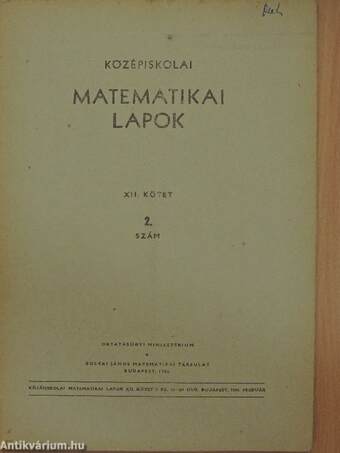 Középiskolai matematikai lapok 1956. évi 2. szám