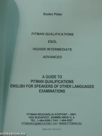 Pitman Qualifications ESOL - Higher Intermediate, Advanced