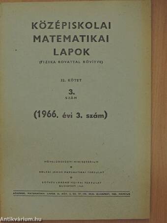 Középiskolai matematikai lapok 1966/3.