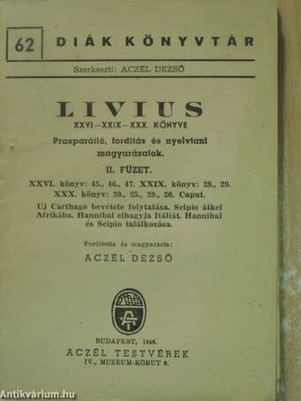 Livius XXVI. XXIX. XXX. könyve (töredék)