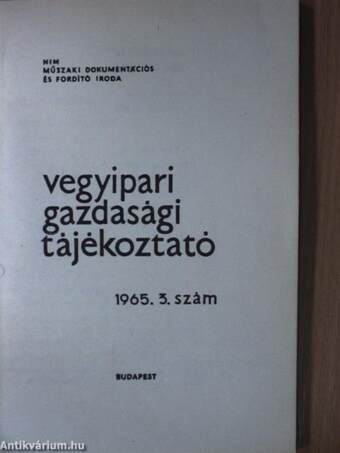 Vegyipari Gazdasági Tájékoztató 1965/3.