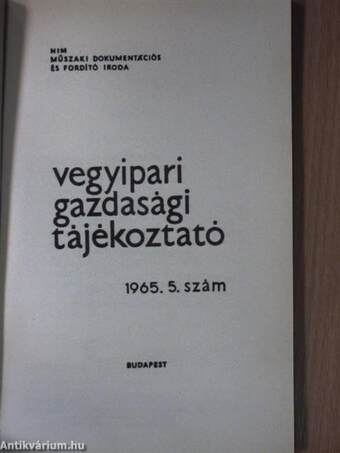 Vegyipari Gazdasági Tájékoztató 1965/5.