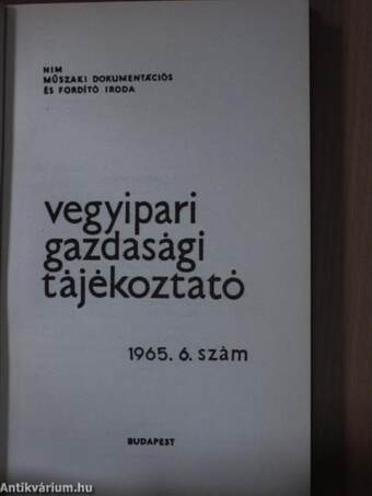 Vegyipari Gazdasági Tájékoztató 1965/6.