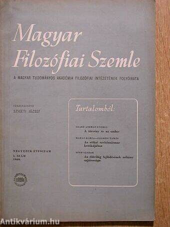 Magyar Filozófiai Szemle 1960/1.