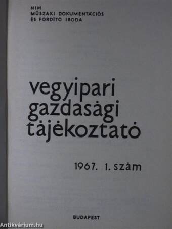 Vegyipari Gazdasági Tájékoztató 1967/1.