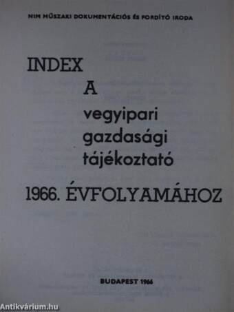 Vegyipari Gazdasági Tájékoztató 1967/1.