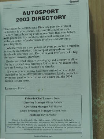 Autosport 2003 Directory