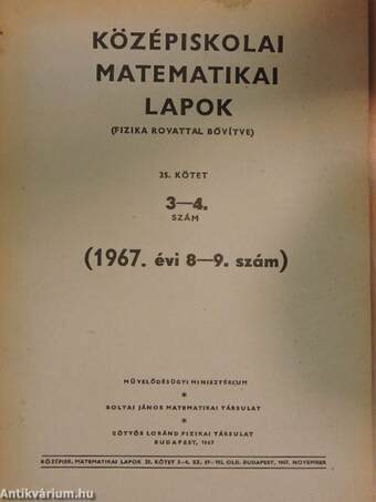 Középiskolai matematikai lapok 1967/8-9.