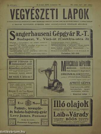 Vegyészeti lapok 1908. november 20.