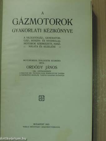 A gázmotorok gyakorlati kézikönyve