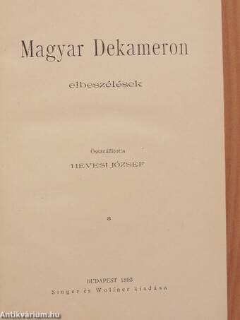 Magyar Dekameron-Magyar irók I-V.