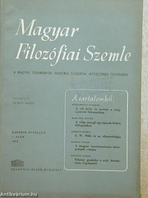 Magyar Filozófiai Szemle 1962/1.