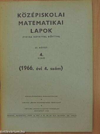 Középiskolai matematikai lapok 1966/4.