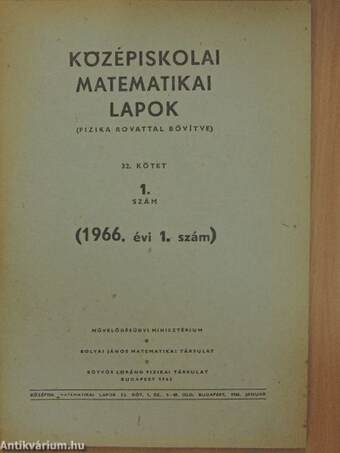 Középiskolai matematikai lapok 1966/1.