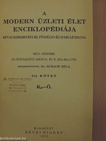 A modern üzleti élet enciklopédiája III. (töredék)