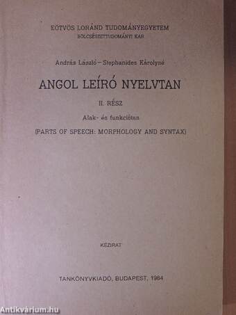 Angol leíró nyelvtan II.