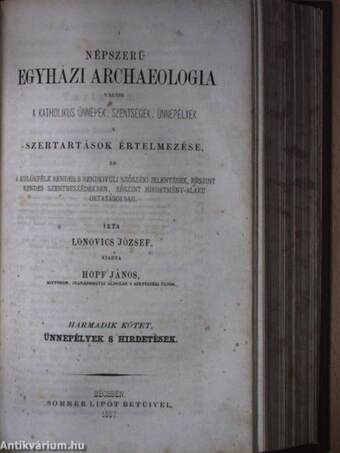 Népszerü egyházi archaeologia I-III.