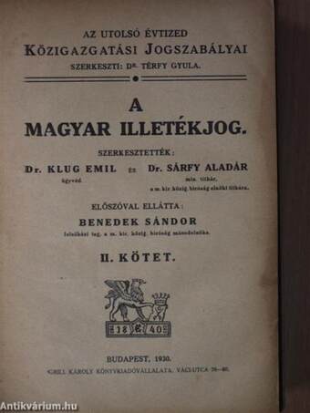 A magyar illetékjog I-II.