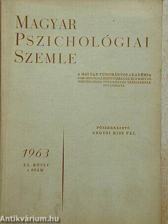 Magyar Pszichológiai Szemle 1963/4.