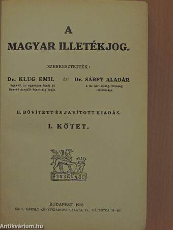 A magyar illetékjog I-II.