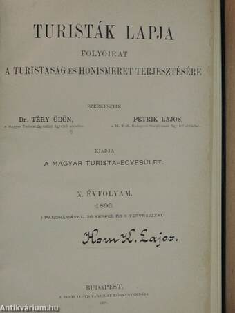 Turisták Lapja 1898. január-december/Név- és tárgymutató a Turisták Lapja I-X. évfolyamához (1889-1898)