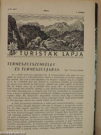 Turisták Lapja 1944. január-december/Turista Értesítő 1944. (nem teljes évfolyam)