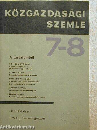 Közgazdasági Szemle 1973. július-augusztus