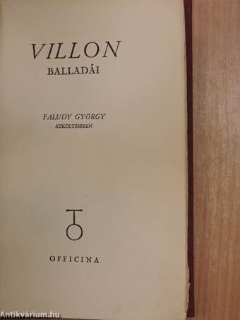 Villon balladái Faludy György átköltésében