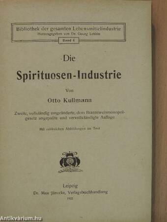 Die Spirituosen-Industrie/Alkohol-Compass és Cimtár 1923.