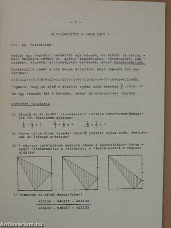 Matematikai gondolkodást fejlesztő feladatsorok