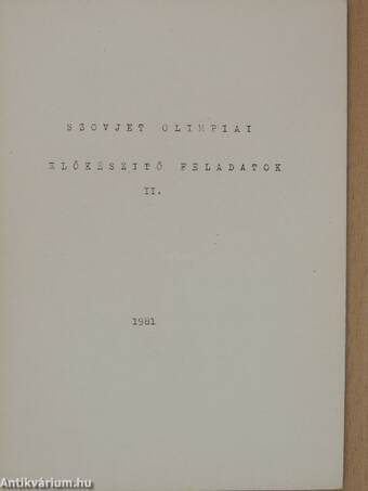 Szovjet olimpiai előkészítő feladatok II.