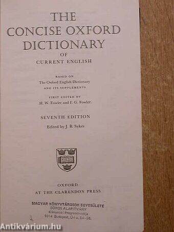 The Concise Oxford Dictionary of Current English