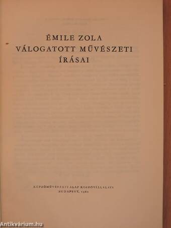 Émile Zola válogatott művészeti írásai