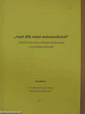 "Amit illik tudni matematikából"