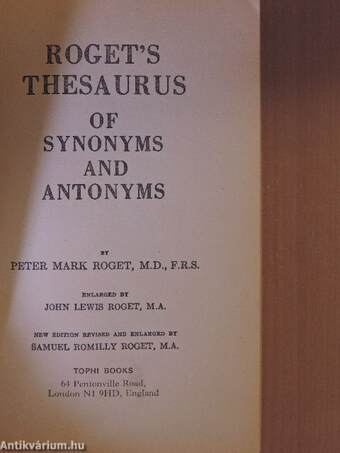 Roget's Thesaurus of Synonyms & Antonyms