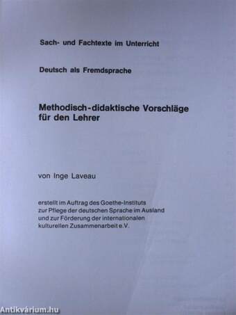 Methodisch-didaktische Vorschläge für den Lehrer