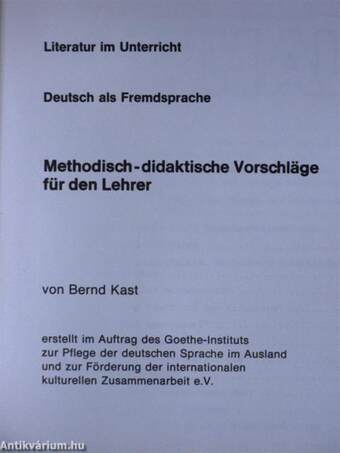 Methodisch-didaktische Vorschläge für den Lehrer