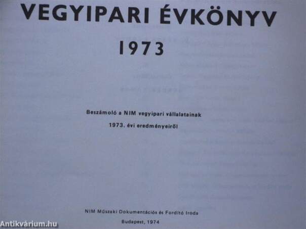 Vegyipari Évkönyv 1973.