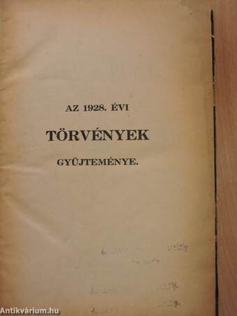 Az 1928. évi törvények gyüjteménye