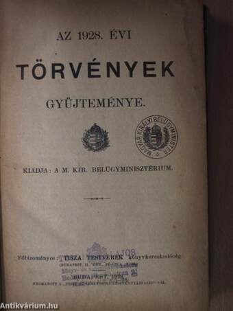 Az 1928. évi törvények gyüjteménye