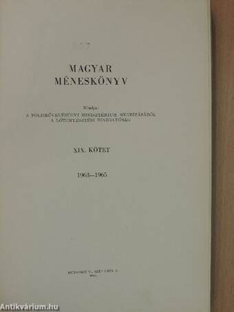 Magyar méneskönyv XIX./Félvér méneskönyv V.