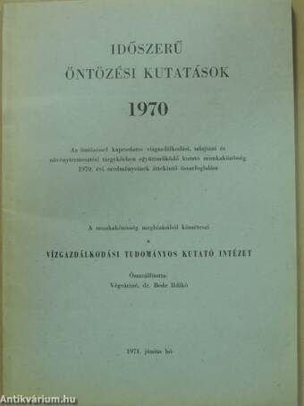 Időszerű öntözési kutatások 1970