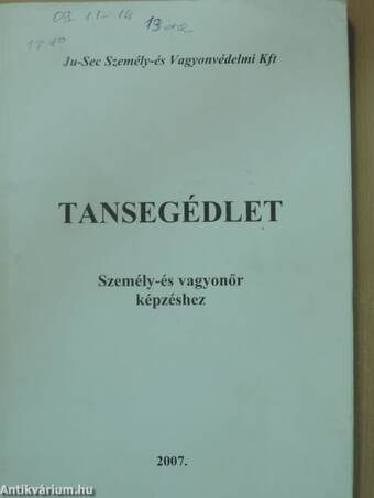 Tansegédlet Személy- és vagyonőr képzéshez