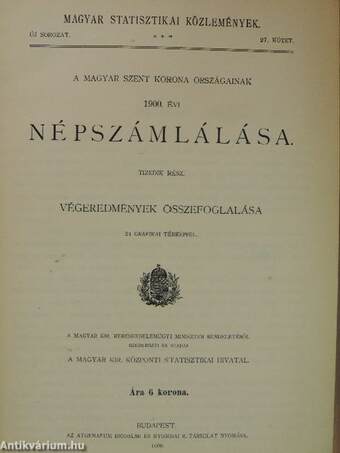 A Magyar Szent Korona Országainak 1900. évi népszámlálása X.