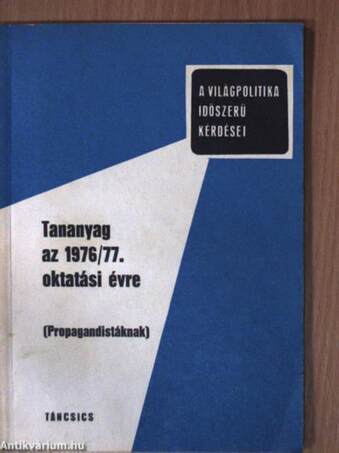 Tananyag az 1976/77. oktatási évre