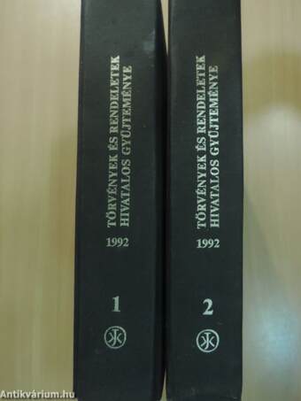 Törvények és rendeletek hivatalos gyűjteménye 1992. 1-2.